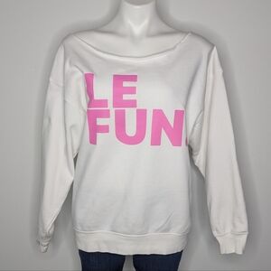 White Pink Le Fun Relaxed Oversized Comfy Sweatshirt S